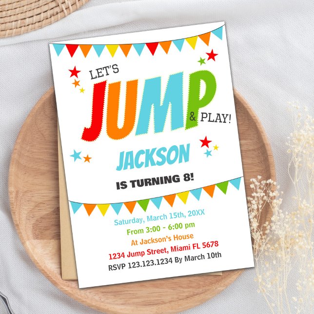 White Jump Birthday Invitations (White Jump Birthday Invitations)