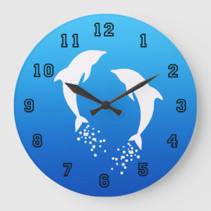 White Jumping Dolphin With Bubbles Clock