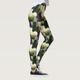 white kala lilies leggings