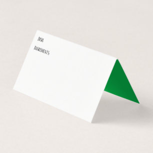 White & Kelly Green Buffet Table Recipe Tent Cards