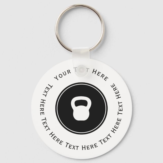 White Kettlebell Logo Key Ring (Front)