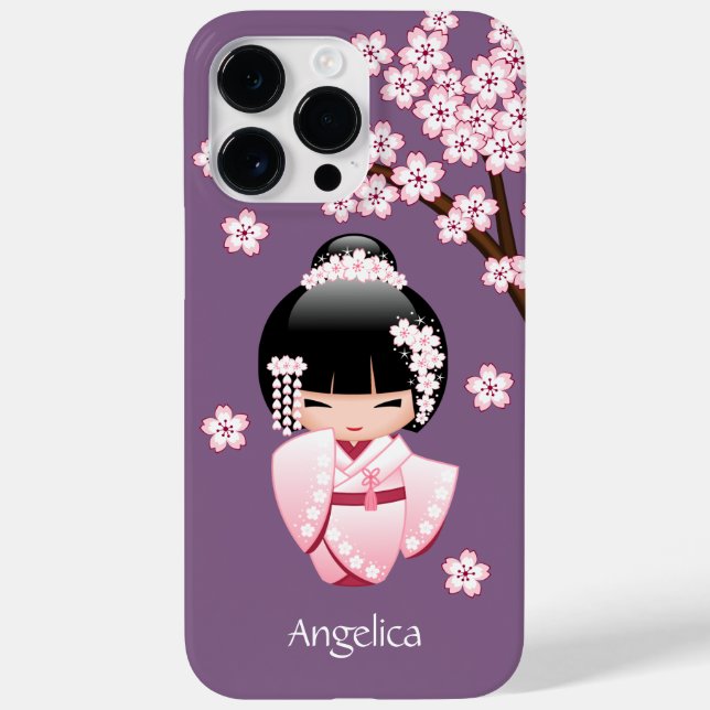 White Kimono Kokeshi Doll - Cute Geisha Girl Case-Mate iPhone Case (Back)