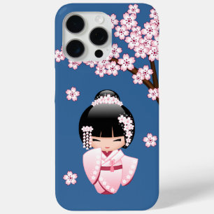 White Kimono Kokeshi Doll - Cute Geisha Girl iPhone 15 Pro Max Case