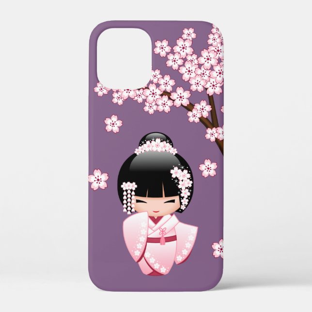 White Kimono Kokeshi Doll - Cute Geisha Girl Case-Mate iPhone Case (Back)