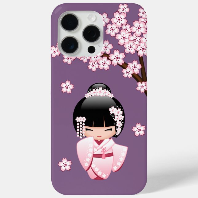 White Kimono Kokeshi Doll - Cute Geisha Girl Case-Mate iPhone Case (Back)
