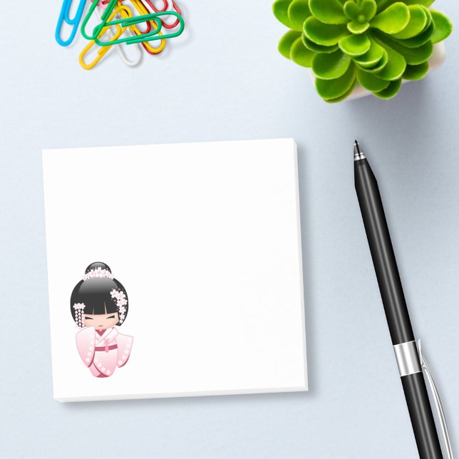 White Kimono Kokeshi Doll - Cute Geisha Girl Post-it Notes (Creator Uploaded)