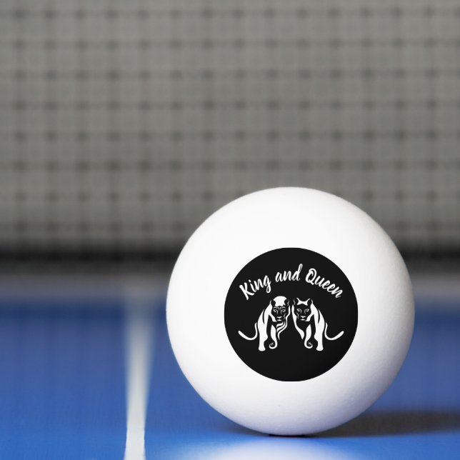 White Kings and Queens Black Leo Lion and Lioness Ping Pong Ball (Net)