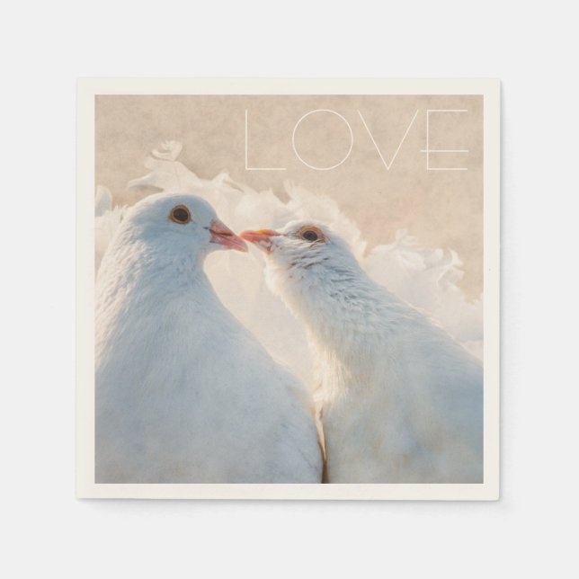 White Kissing Doves - Love customisable Napkin (Front)