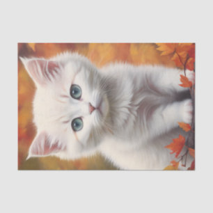 White Kitten Autumn Portrait Tissue Paper
