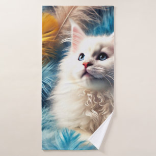 White Kitten Bath Towel