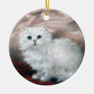 White Kitten, Carl Kahler Ceramic Ornament
