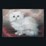 White Kitten, Carl Kahler Tea Towel<br><div class="desc">Carl Kahler,  also Karl Kahler (12 September 1856–18 April 1906),  was an Austrian genre and animal painter,  particularly known for his paintings of cats. Quote:Wikipedia</div>