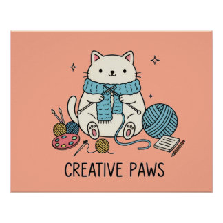 White Kitten Creative Hobbies Coral Design Accent Poster
