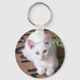 White Kitten Key Ring