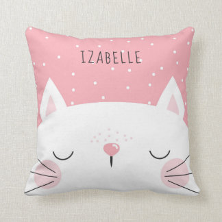 White Kitten - Nursery Decor - Name Cushion