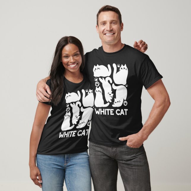 White Kitten Silhouettes - Cute Feline Design T-Shirt (Unisex)