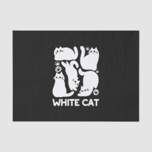 White Kitten Silhouettes - Cute Feline Design Tissue Paper