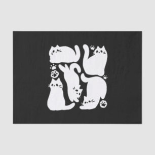 White Kitten Silhouettes - Cute Feline Design Tissue Paper