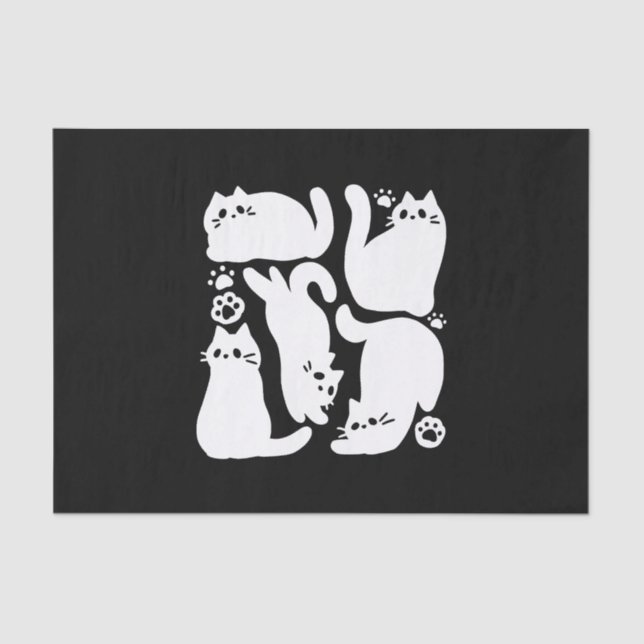 White Kitten Silhouettes - Cute Feline Design Tissue Paper (Front)