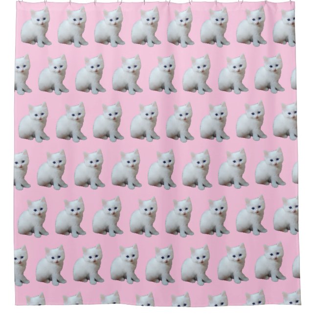 White Kittens Shower Curtain (Front)