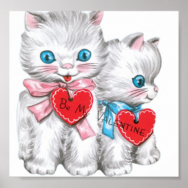 White Kittens Valentine Poster (Front)