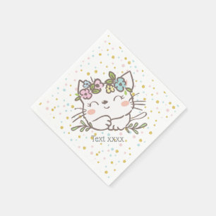 white kitty cat, kitten, animals napkin