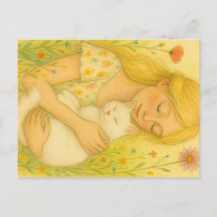 White Kitty Cat Mum                                Holiday Postcard