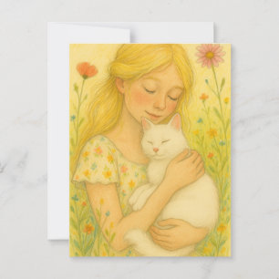 White Kitty Cat Mum Postcard