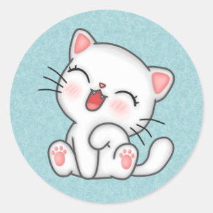 White Kitty Cat Stickers