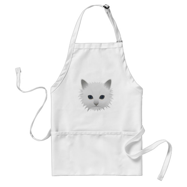White kitty standard apron (Front)