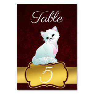 White kitty table number