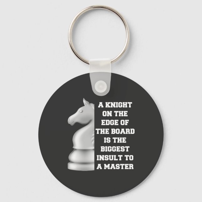 White Knight Chess Strategy Power Wisdom Master Key Ring (Front)