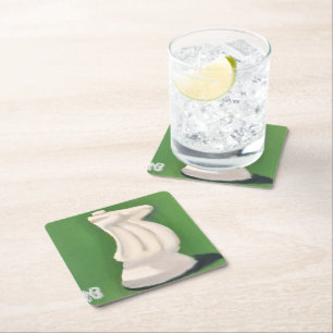 White Knight Square Paper Coaster