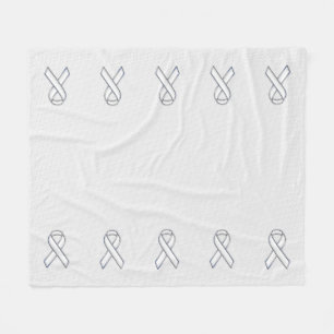 White Knit Ribbon Awareness Print Fleece Blanket