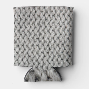 White knitted wool texture, close-up photo. can cooler