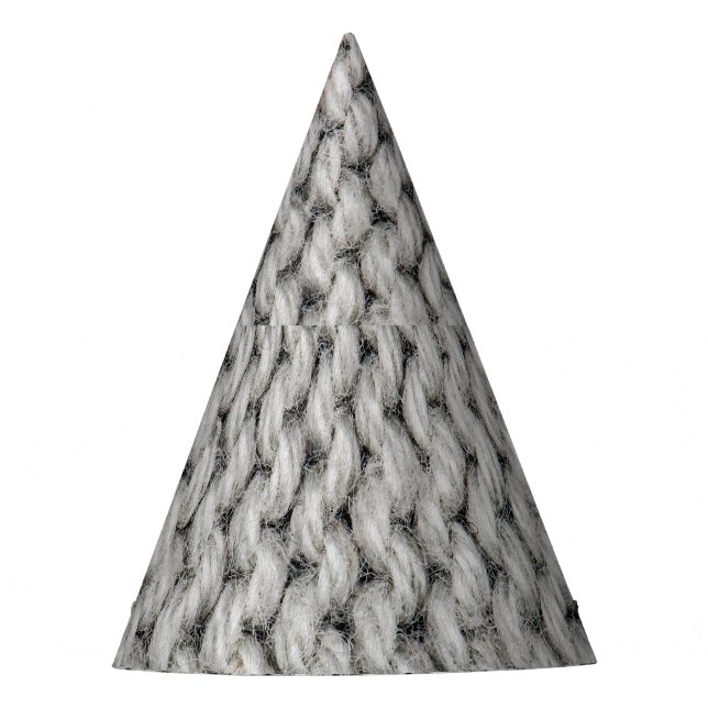 White knitted wool texture, close-up photo. party hat (Front)