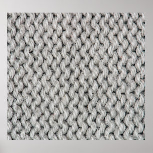 White knitted wool texture, close-up photo. poster