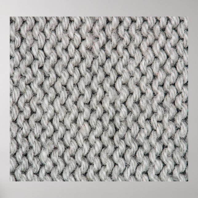 White knitted wool texture, close-up photo. poster (Front)