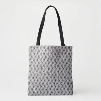 White knitted wool texture, close-up photo. tote bag