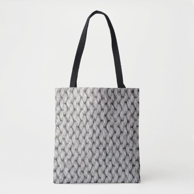 White knitted wool texture, close-up photo. tote bag (Front)