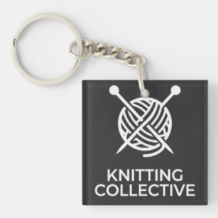 White Knitting Collective Key Ring
