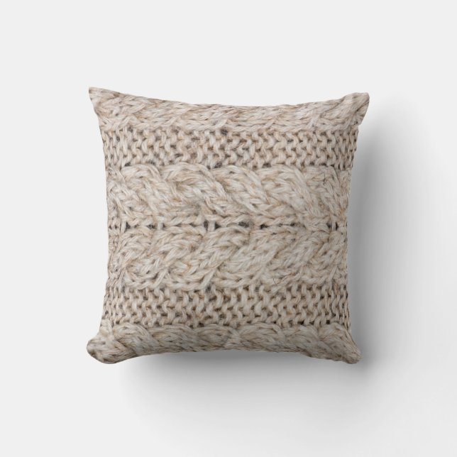 White knitting wool texture background. cushion (Front)