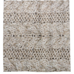 White knitting wool, texture background shower curtain