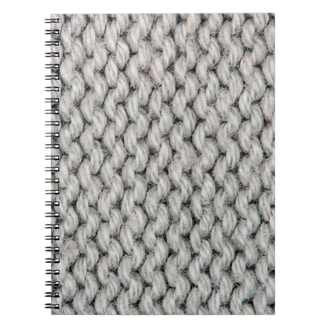 White knitting wool texture closeup photo backgrou notebook (Front)