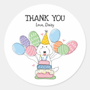 White Labradoodle Birthday Favour Tags Sticker