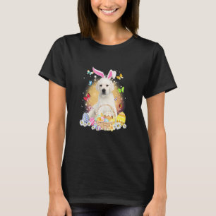 White Labrador Bunny Dog With Easter Eggs Basket T-Shirt