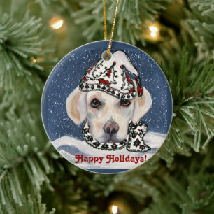WHITE+LABRADOR+RETRIEVER  CERAMIC ORNAMENT