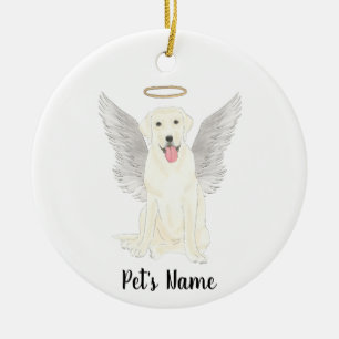 White Labrador Sympathy Memorial Ceramic Ornament
