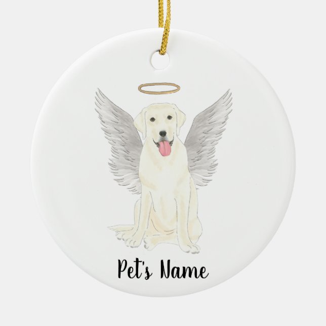White Labrador Sympathy Memorial Ceramic Ornament (Front)