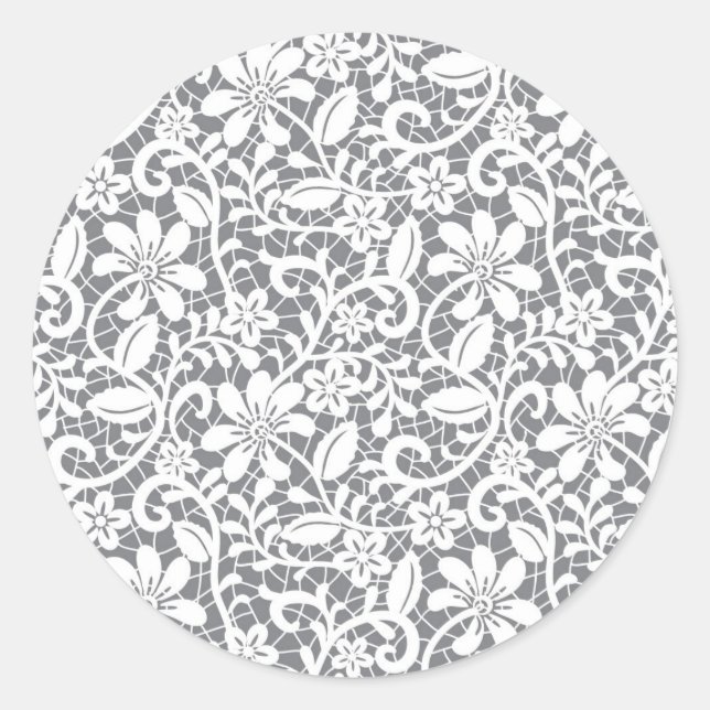 White Lace 1 Classic Round Sticker (Front)
